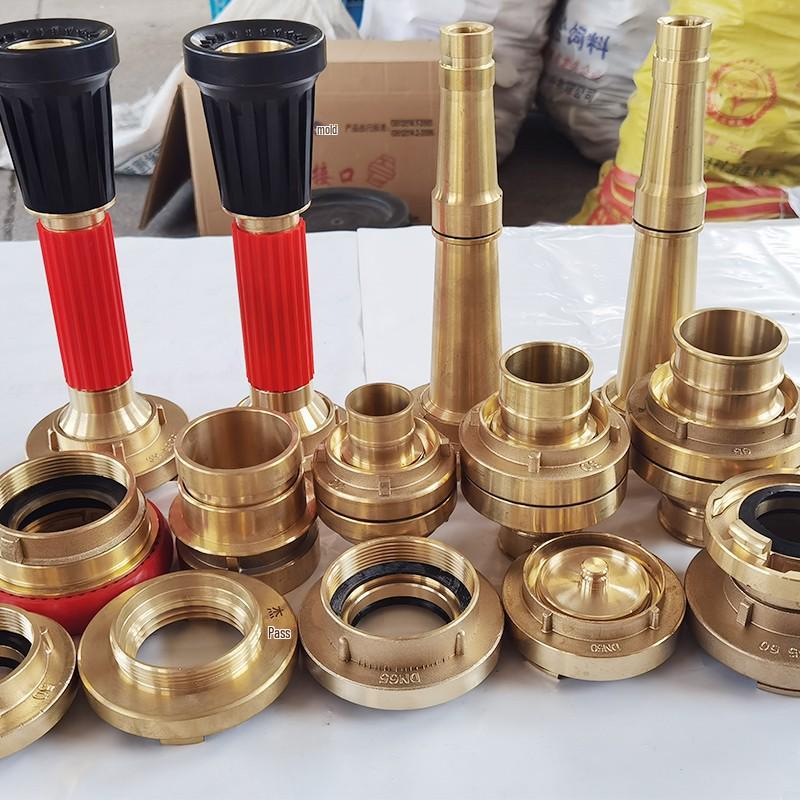 2.5-Inch Copper Fire Hose Coupling Nozzle and Cap with Threaded Marine Interface National Standard 50 Pipe Thread