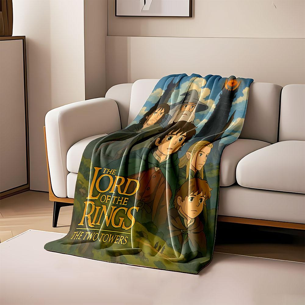 

Characters wearing cloaks, towers in the background, and fiery eye motif. for all seasons blanket lunch break throw gift 80cm x 120cm
