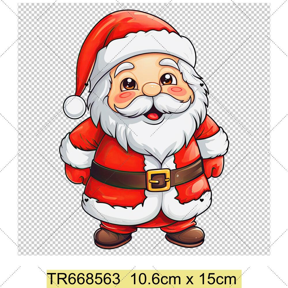 Santa Claus Christmas Tree and Reindeer Heat Transfer Sticker DIY Clothing Sewing Supplies Christmas Short Sleeves Patches