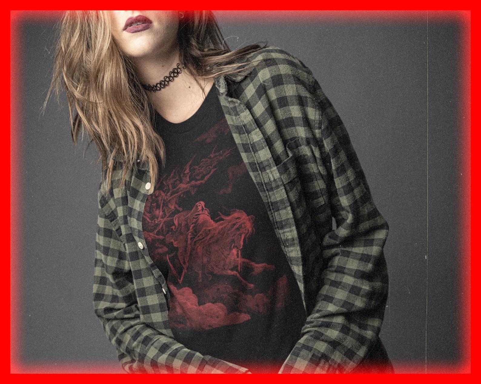 DEATH illustration by Gustave Dorè / Behold A Pale Horse/Red Edition Print/ Black T-shirt /Unisex t-shirt/ Alternative dark t shirt/ 4XL