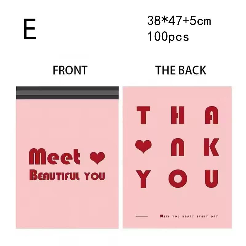 100 Adet Pembe Teşekkür Ekspres Teslimat Çantası, Su Geçirmez ve Dayanıklı Alışveriş Çantaları, Giyim Hediye Paketleme Lojistik Çantaları