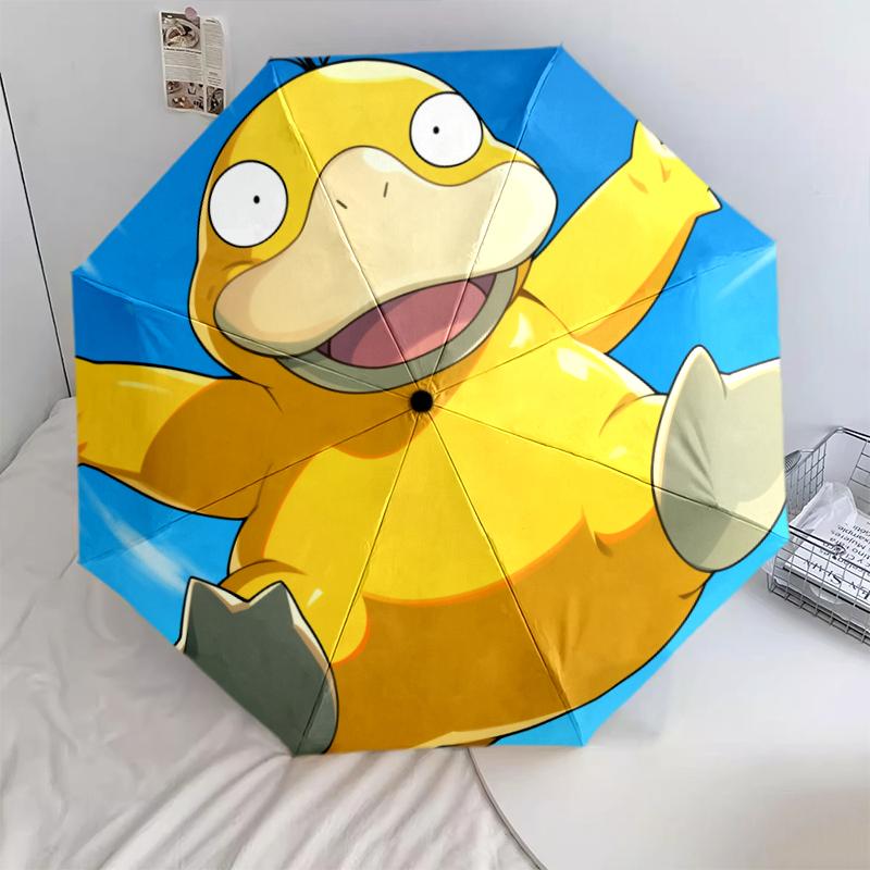 

Pokémon Psyduck pattern, automatic folding umbrella, portable and foldable design, 8 ribs, a Christmas or birthday gift.
