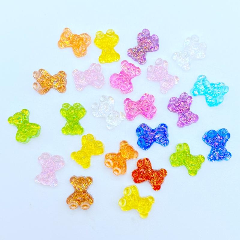 50/60/70/80Pcs Kawaii Cute Mini Shining Bear Flat back Resin Cabochons Scrapbooking DIY Jewelry Craft Decoration Accessorie K94