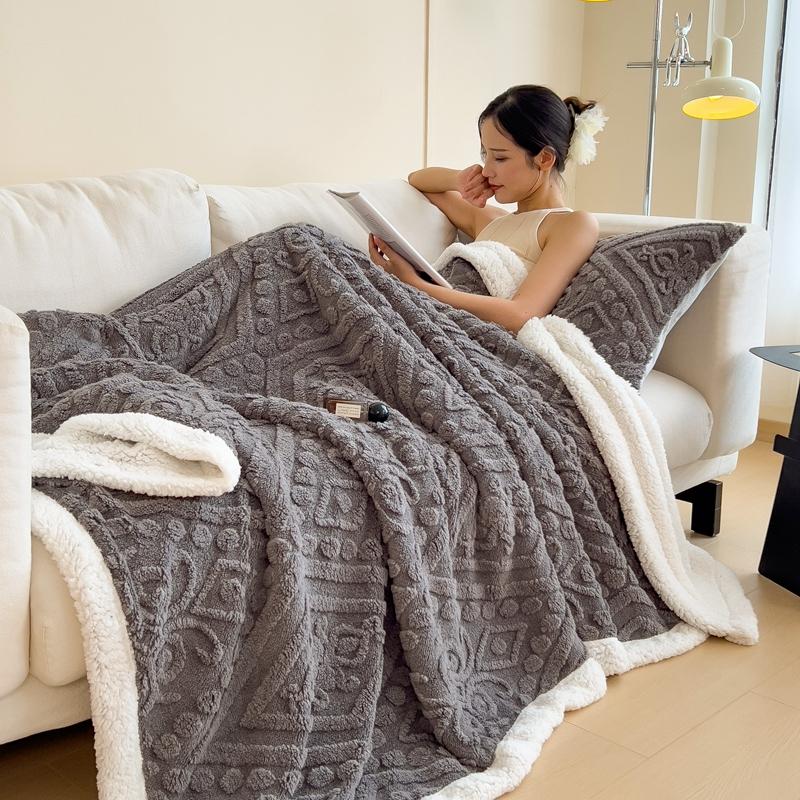 

М’яка ковдра Sherpa для кушетки, багаторозмірна флісова 3D тиснена пухнаста затишна ковдра для ліжка, товста ковдра для всіх сезонів 100x150cm(39x59inch) темно-сірий