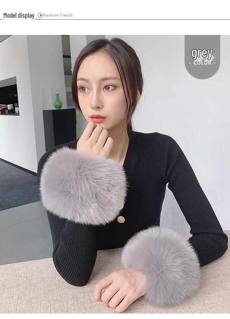 Fluffy Faux Fox Fur Windproof Wrist Warmers
