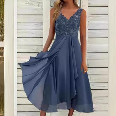 Chiffon Lace Spliced Sleeveless Bridesmaid Evening Gown