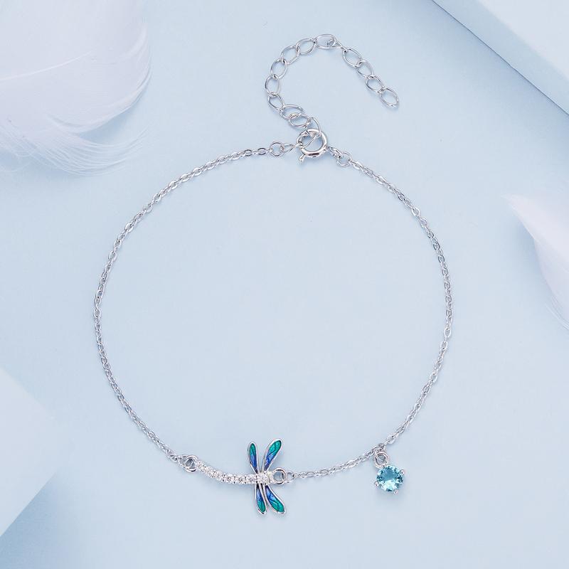 Silver Bracelet Women's Bracelet Dragonfly Cubic Zirconia 925 Sterling Silver Trusky