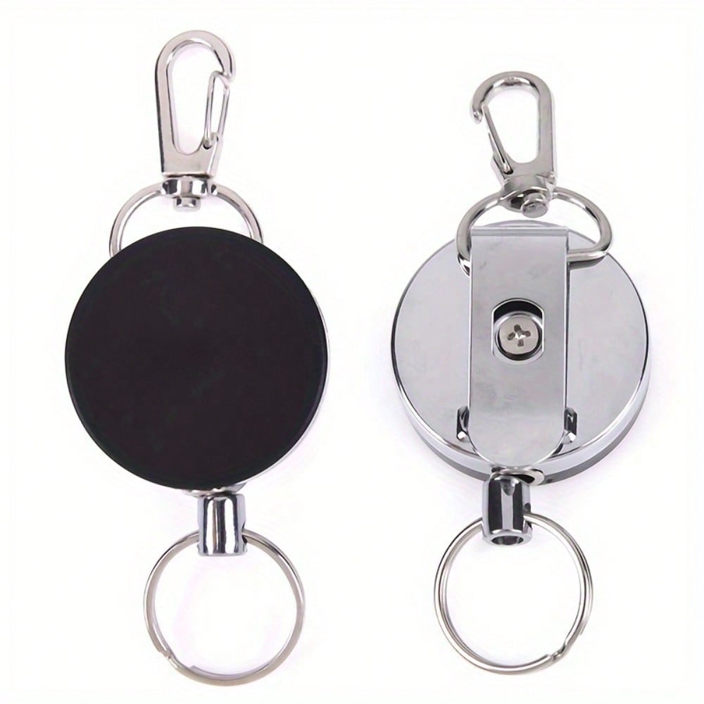 1pc Retractable Key Holder, Heavy Duty Metal Key Reel Badge Holder Telescopic Rope Pull Key Chain Keychain Card Holder With Belt Clip