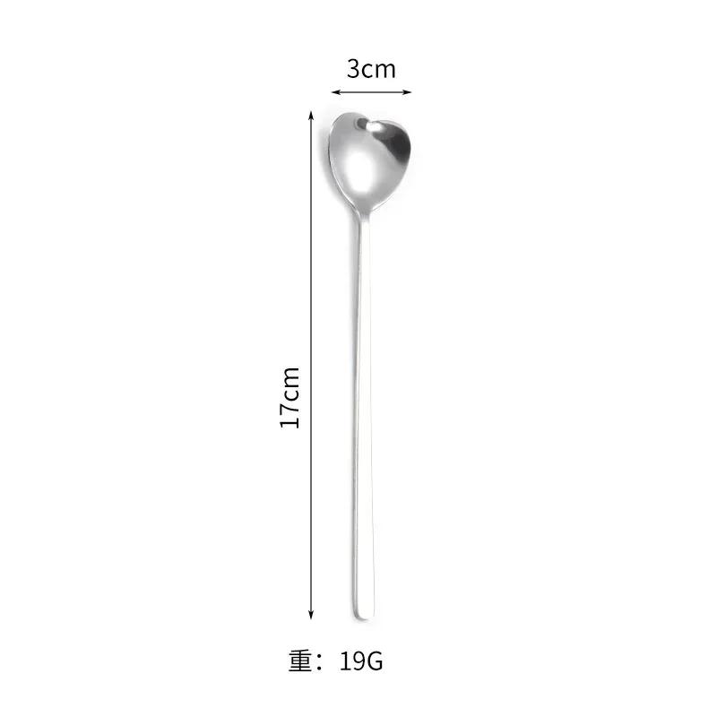Stainless Steel Heart-Shaped Head Spoons Creative Home Tableware Teaspoon Coffee Ice Cream Honey Mixing Spoon Kitchen Dinnerware