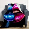 Lips Art Flannel Blanket Throw Blanket Soft Warm Sofa Bed Camping Home Decor Unique Christmas Gift C926186