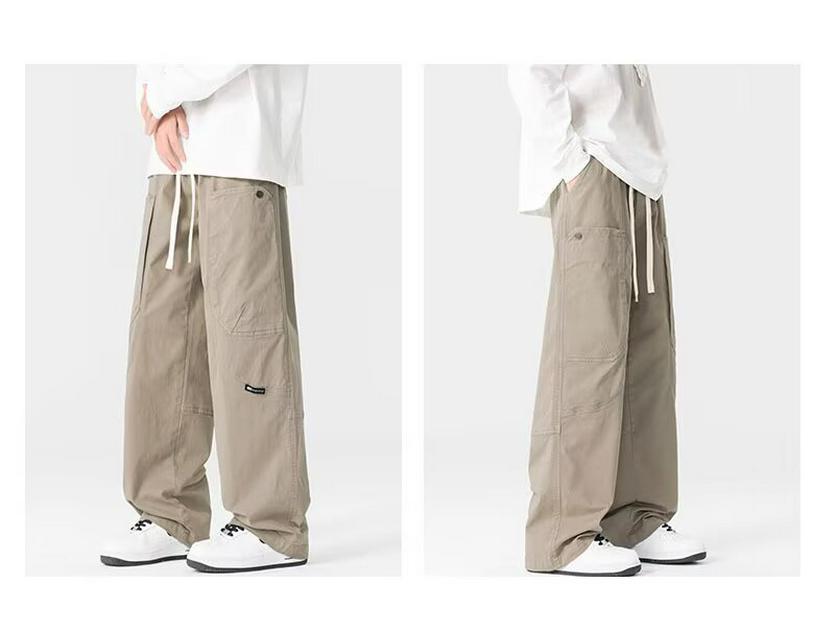 2025 Men's American & Korean Style Casual Wide-Leg Pants - Versatile, Trendy, Floor-Length Trousers for Autumn
