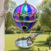 Bird Food Dispenser with Water Basin Hot Air Balloon Feeder, Retro Stained Glass Art Feeder Feeding Station Tray, Hanging Bath for Outdoor Garden