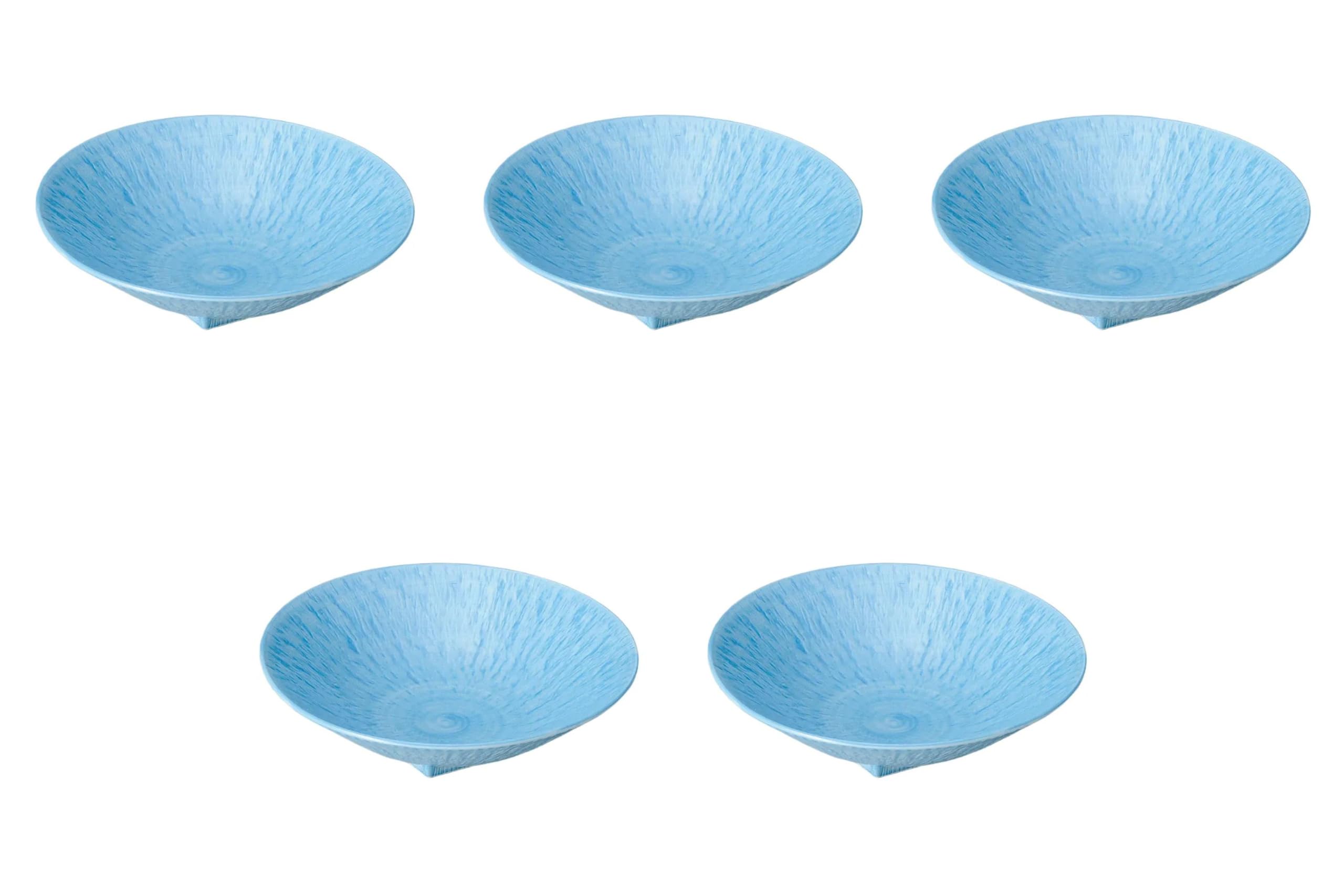 

Set of 5 Light Blue Tochiri Round Plates x Medium Bowl Setomonohonpo (Small) [17 4.5cm] светло-синий