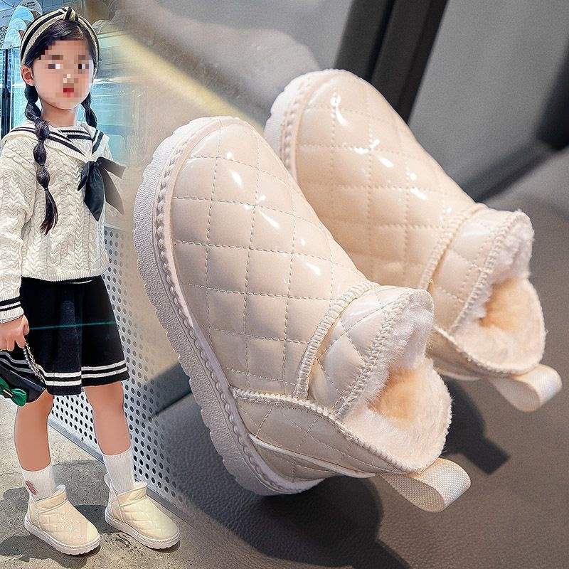 Bottes de neige imperméables en cuir pour enfants hiver 2025 nouvelles garçons grandes coton épaissi bottes en coton filles antidérapantes bottines