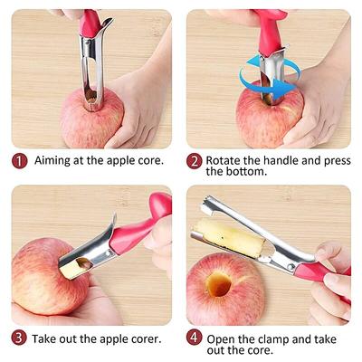 1 vide-pomme de qualité supérieure en acier inoxydable, outil pour retirer le cœur des pommes et des poires, coupe-fruits, épépineur, trancheur, couteau, outils de cuisine pour légumes