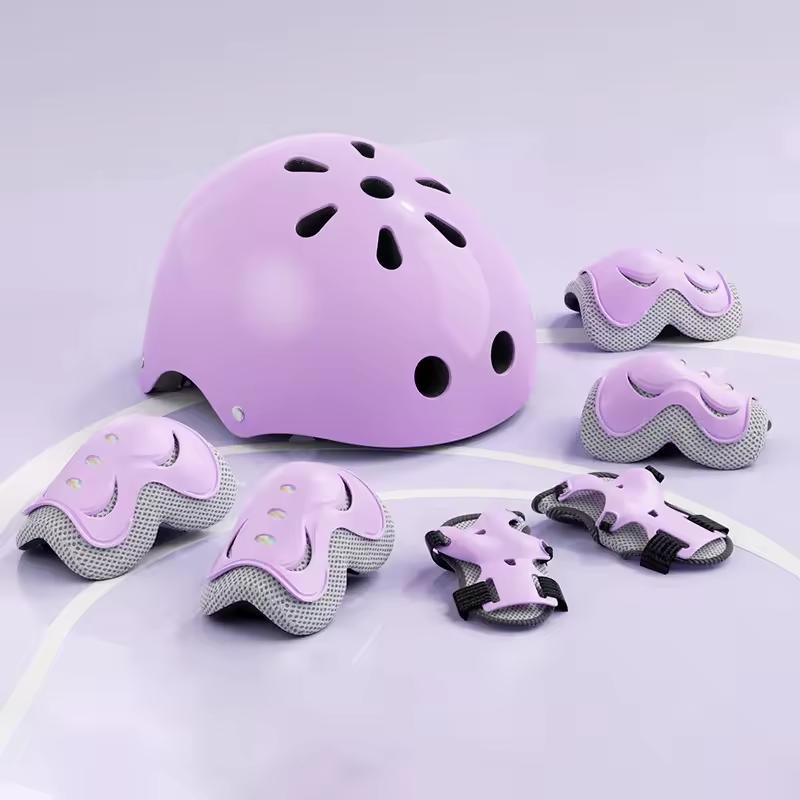 Kids Bicycle Helmet Knee Elbow Wrist Pads Set Child Sports Safety Protective Gear Set for Outdoor Cycling Scooter Roller Skating