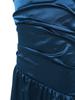 Robe de Soirée Satinée Fleurie pour Fille Sans Manches Corsage Froncé Taille Basse Asymétrique Robe Coupe A Ligne Fente Latérale pour Mariage Baptême