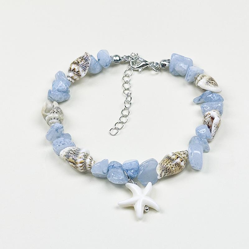 Handmade Seashell & Crushed Stone Bracelet with Lobster Clasp - Perfect Summer Travel Souvenir