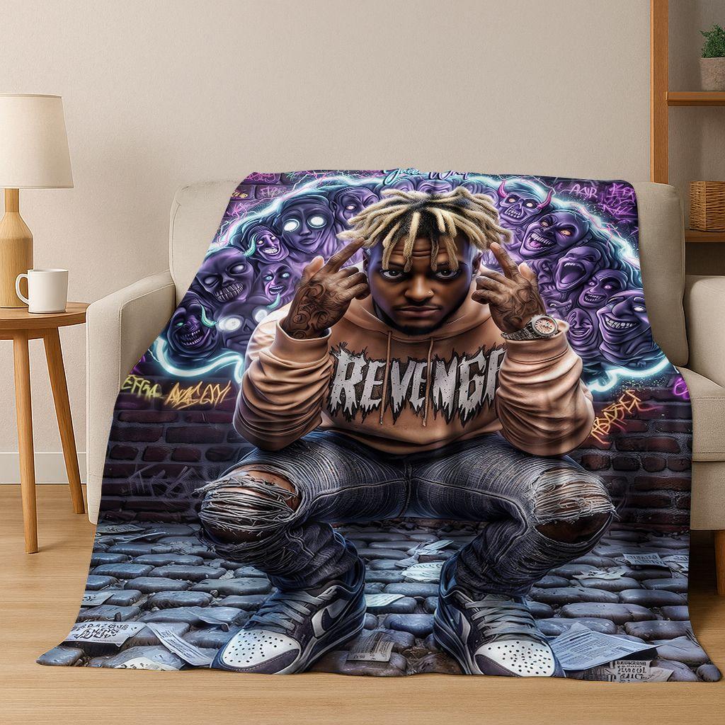 3D Top Rapper Legend Star Art Cartoon Hip Hop Flannel Blanket,Cozy Soft Throw Blanket for Home Bedroom Bed Sofa Cover Gift