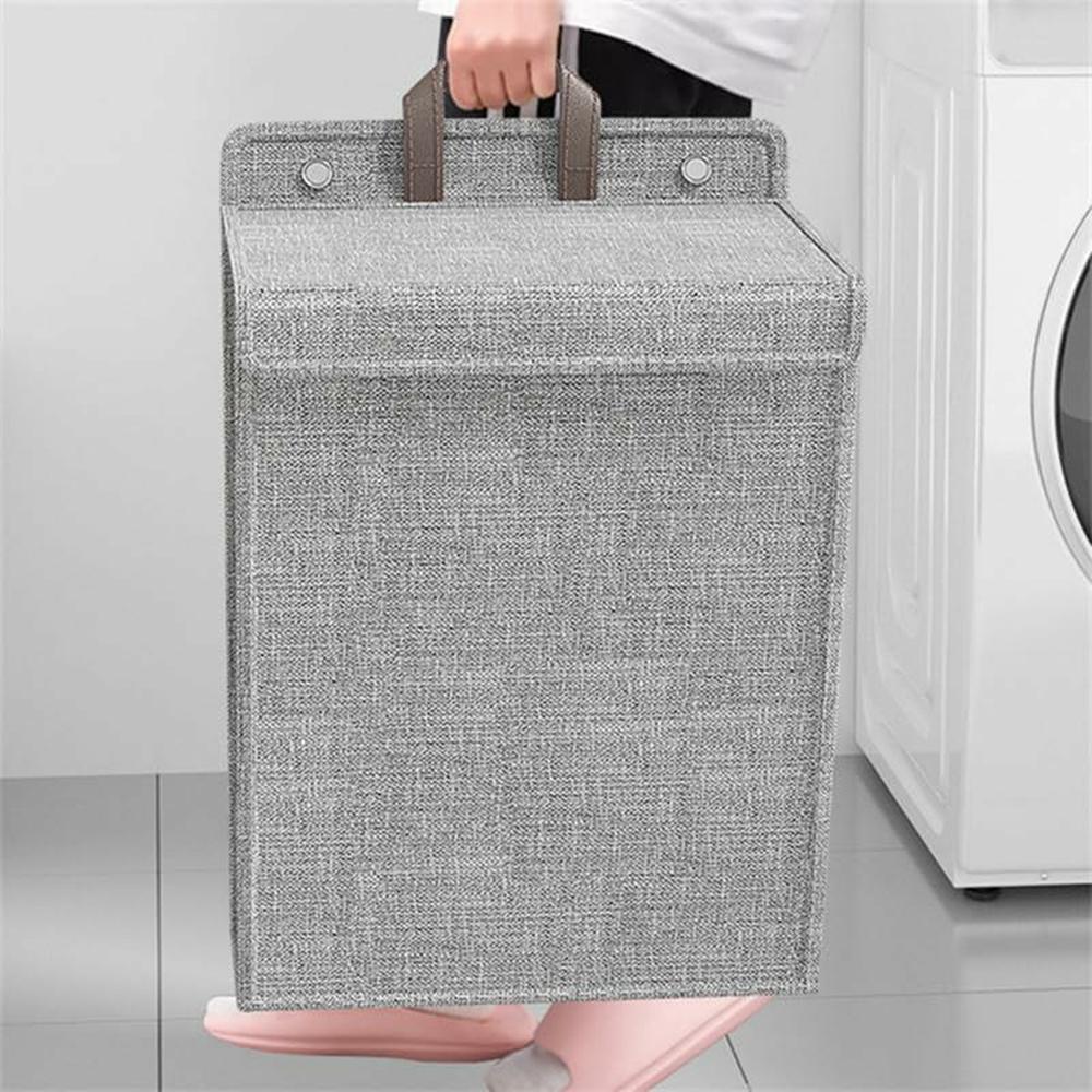 Foldable Hanging Laundry Hamper Bathroom Clothes Basket Wall-Mounted Washing Bin, Size M