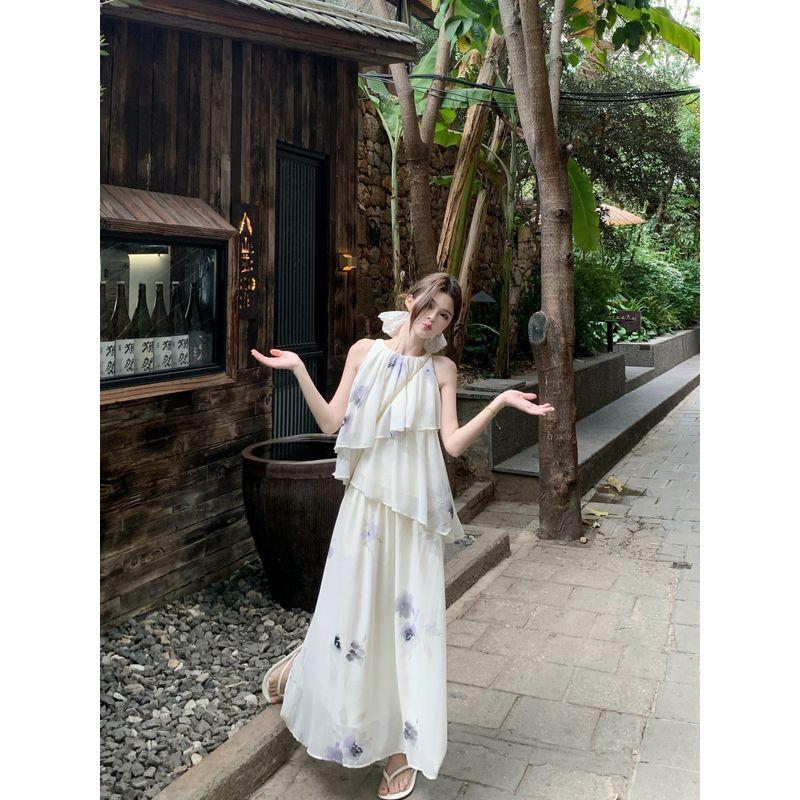 Kumikumi French style Gentle Set Sleeveless round Neck Loose Vest Women clothes Summer High Waist Skirt Two-piece Set