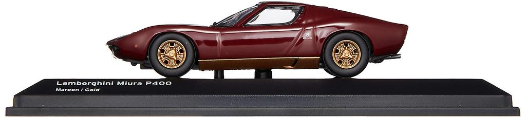 Bunka Original Scale Mini Car Series Lamborghini Miura P400 Finished Product 1/64 Maroon/Gold