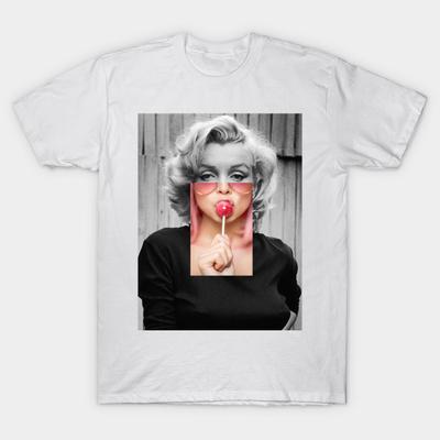 Asian Size Men Print T-shirt Marilyn No-Cut Heat Transfer Print Cotton Tshirt