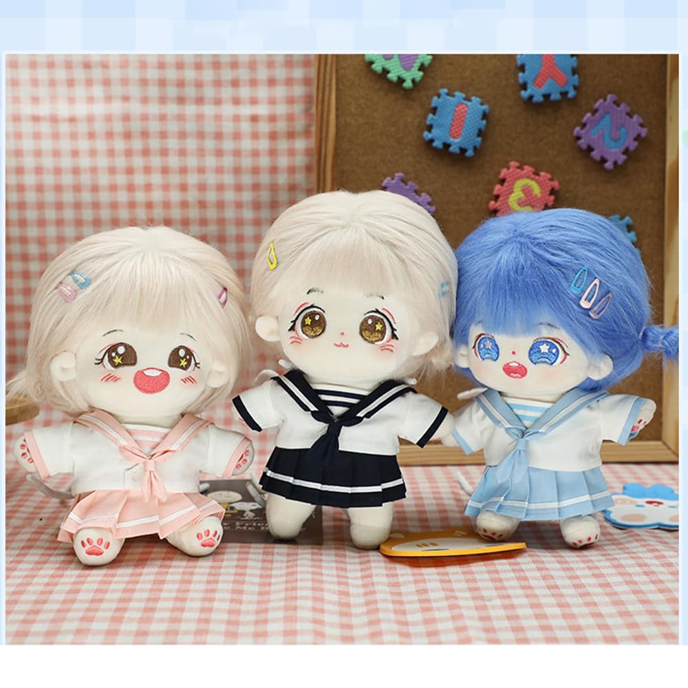 niannyyhouse 20cm stuffed toy clothes tie dress shirt JK skirt sailor uniform cotton doll accessories dress-up (blue)