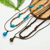 Bohemian Turquoise Coconut Shell Leather Necklace Set for Men
