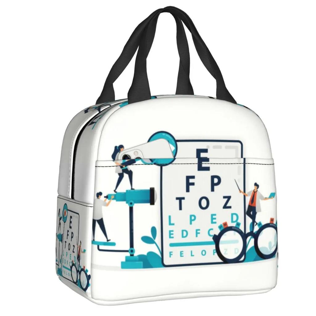 Funny Drummers Eye Chart Thermal Insulated Lunch Bag Women Resuable Lunch Container for School Office Outdoor Storage Food Box