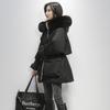 Korean Style Women's Mid-Length Cotton-Padded Parka with Big Fur Collar
