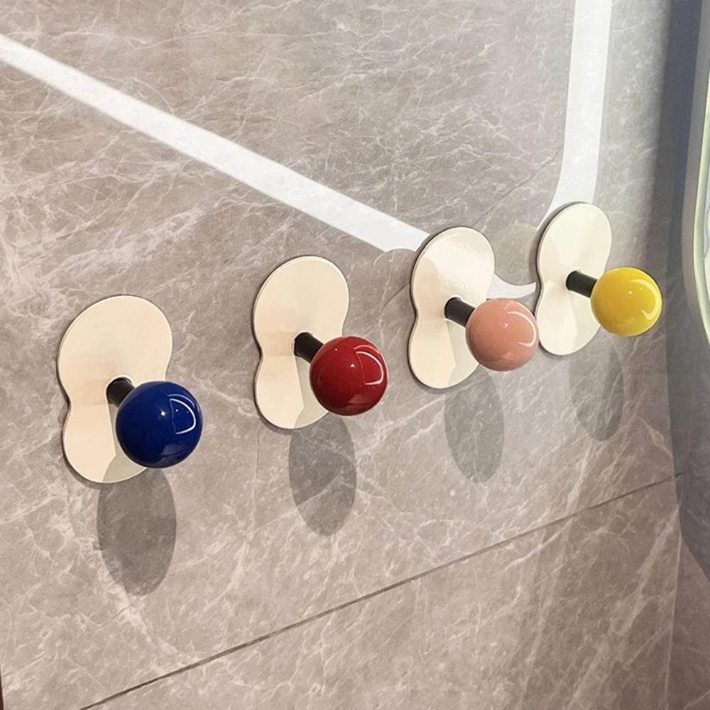 

4pcs Waterproof Wall Sticky Hooks Punch-free Clothes Hook Practical Adhesive Wall Hook Bedroom