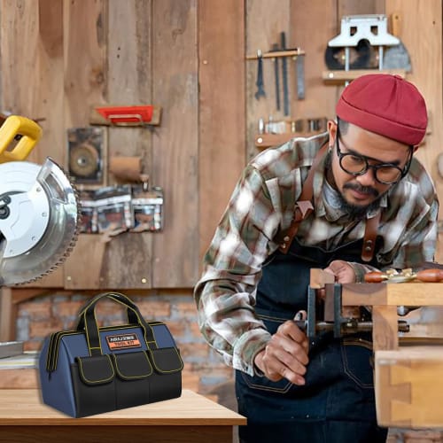 YSkrep Werkzeugkiste, Werkzeugtasche aus Oxford-Gewebe, Werkzeugkiste mit großer Kapazität, Werkzeugtasche, Werkzeugkiste mit Taschen, Werkzeug-Organizer-Tasche mit mehreren Taschen und Reißverschlüssen