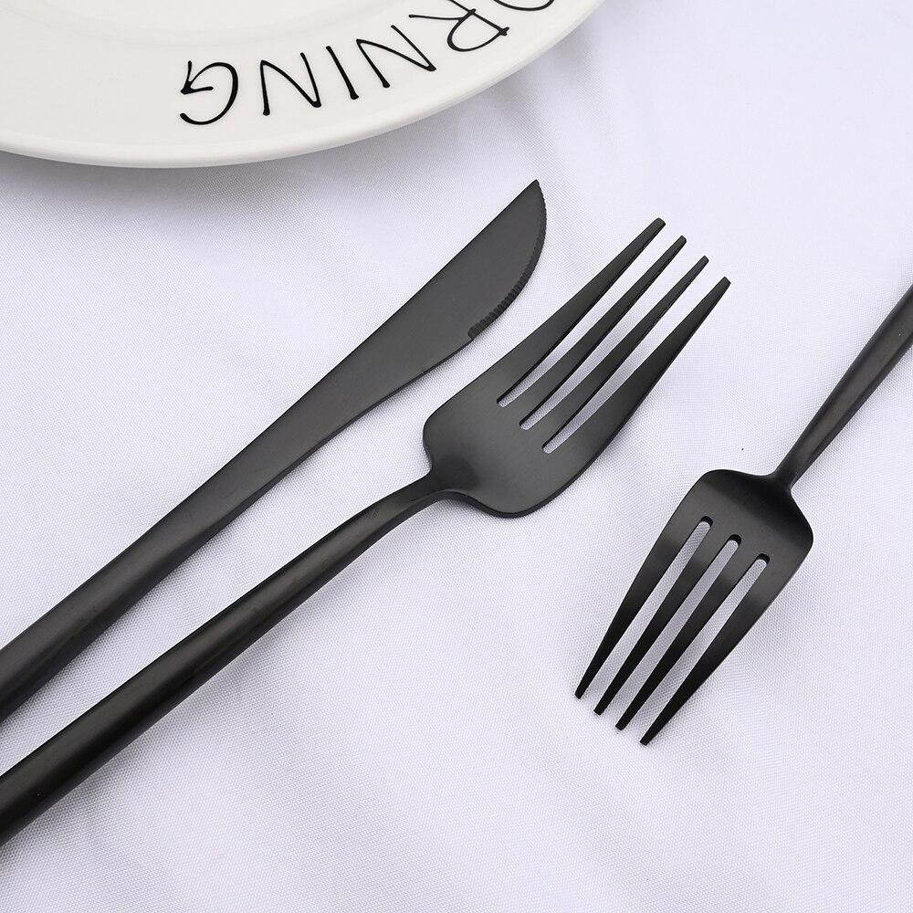 Black Matte Cutlery Set Knife Fork Spoon Flatware Set Family Kitchen Silverware Tableware Set Stainless Steel Dinnerware Set