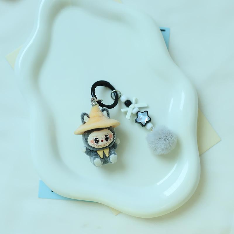 Flocking Wizard Keychain Pendant Cross-border Cute Doll DIY Accessories Mobile Phone Jewelry Pendant