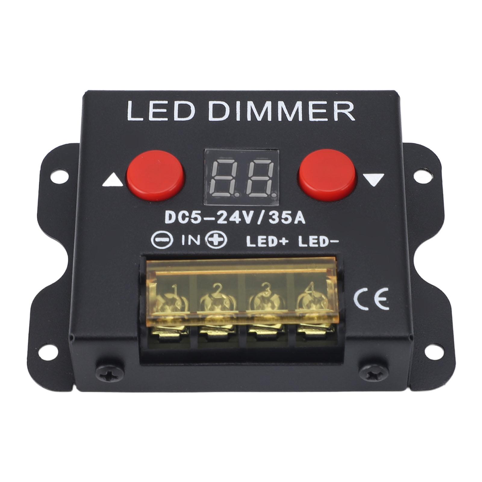

LED Light Strip Dimmer DC 5‑24V 35A PWM Dimming Controller with Digital Display Metal Shell for Home Commercial Use