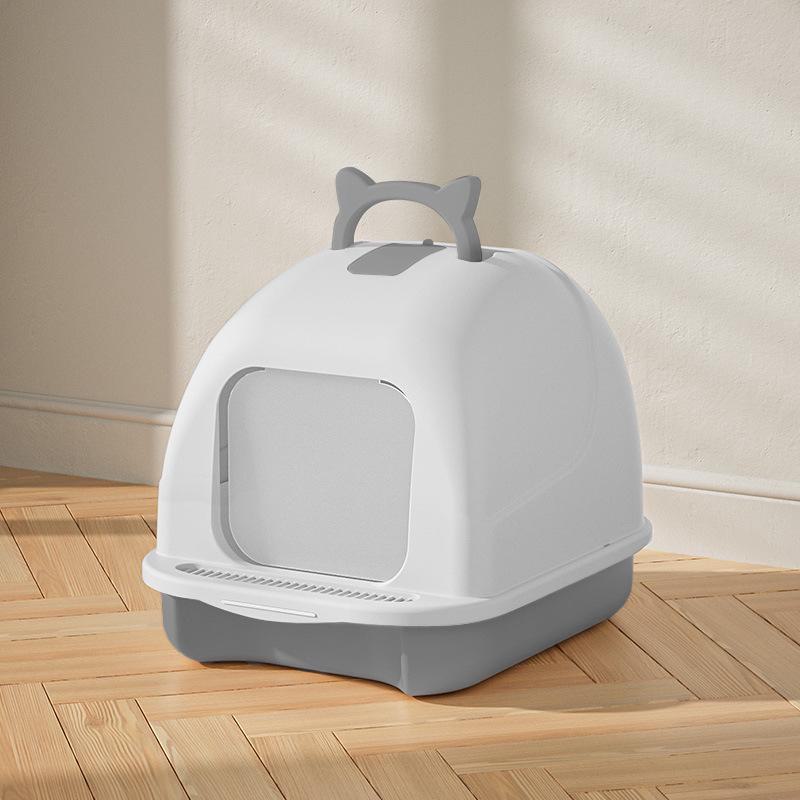 

Большой закрытый кошачий туалет с защитой от брызг и запахов, контрастный цветной лоток для кошачьего песка Large