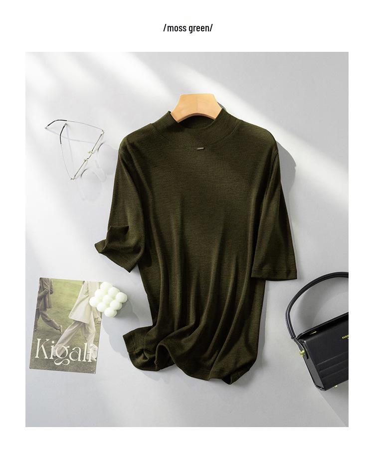 Puyuan 2025 Women's High Neck Merino Wool Base Layer - Classic Autumn/Winter Mid-Sleeve Essential