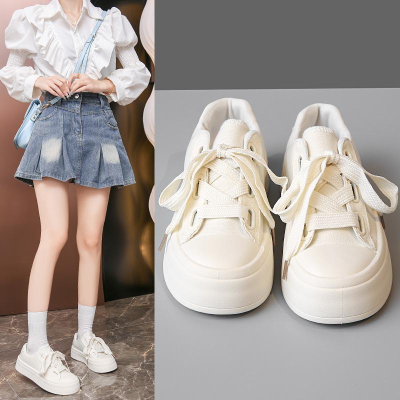 With skirt canvas shoes women's summer new explosive casual versatile student women's shoes thick baseplate shoes