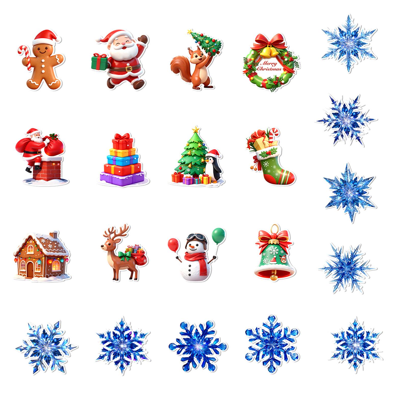 

3D Рождественские светодиодные наклейки на стену - Дизайн Санты и снежинки для украшения праздничной атмосферы, 3D стерео и светодиодный эффект свечения One Size