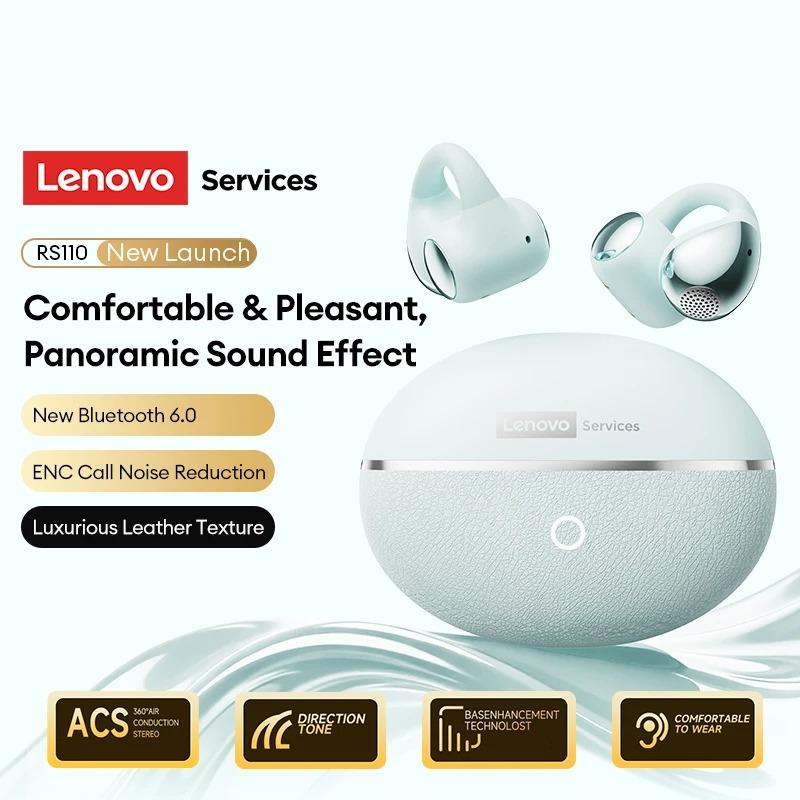

Original Lenovo RS110 OWS Open-Ear Wireless Earbuds Clip On Bluetooth 6.0 Headphones Gaming Music Earphones IPX4 ENC Call Noise Cancellation синій
