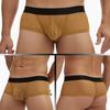 Men Boxer Underwear Low-rise Perspective Thin Shorts Panties Patchwork Color U-convex Wide Waistband Underwear