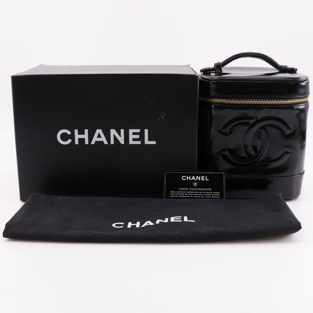 CHANEL COCO Mark Vanity A01998 Handbag Pouch black Patent leather Women Used