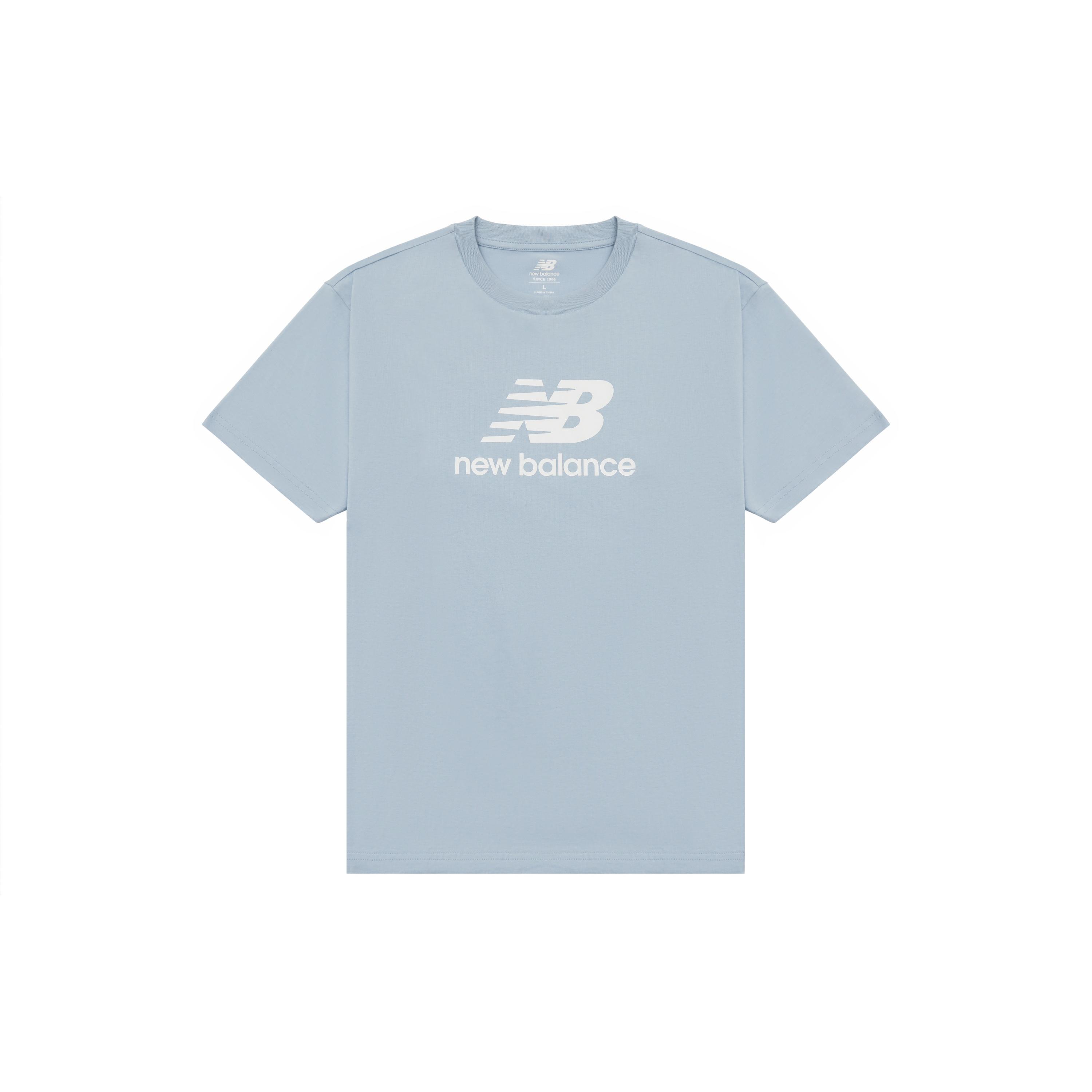 New Balance Essentials Stacked Logo Cotton T-Shirt Asia Sizing  Blue White  Men s AMT31541-LAY L