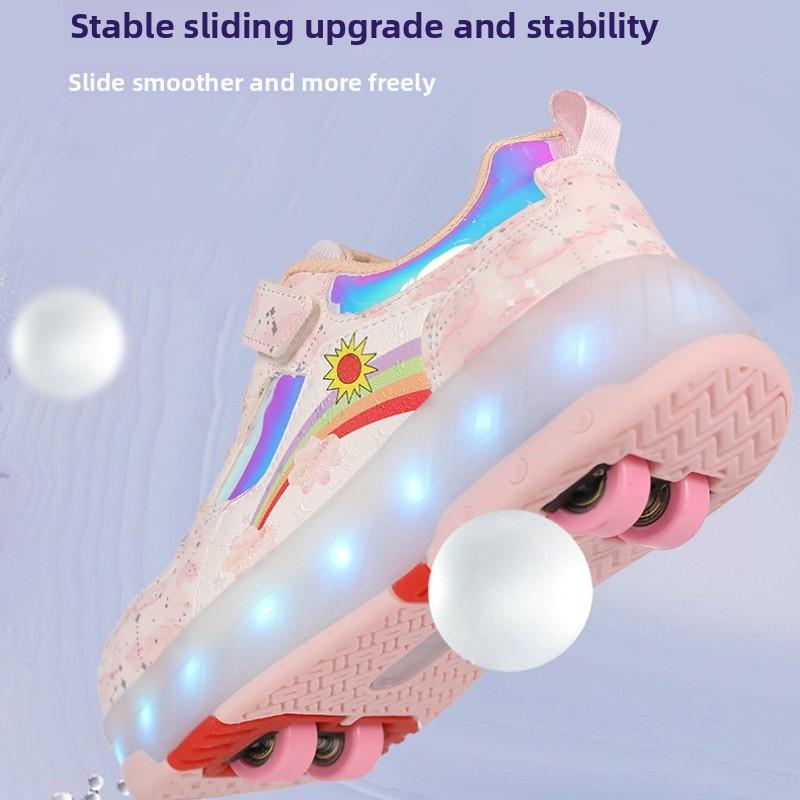 LED Roller Skates Shoes with 4 Wheels Speed Sneaker Shoes for Girls Women Sneakers with Wheels Children's Roller Skates Shoes