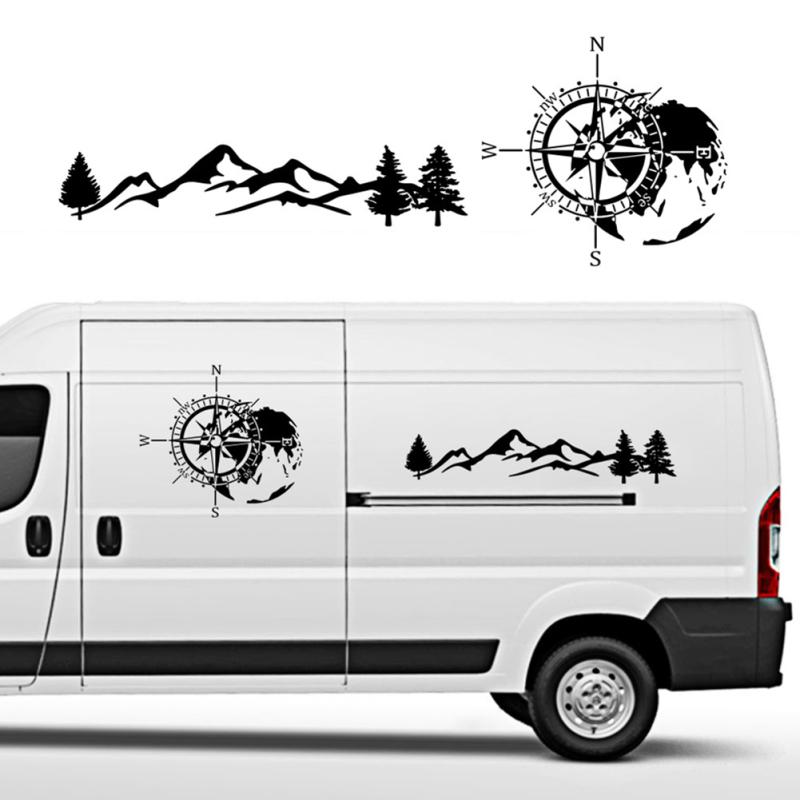 Car Hood Stickers, Car Body Stickers | Mountain Compass Car Door Decal | 4X Car Stickers Decorative Car Graphics Waterproof, Car Accessories