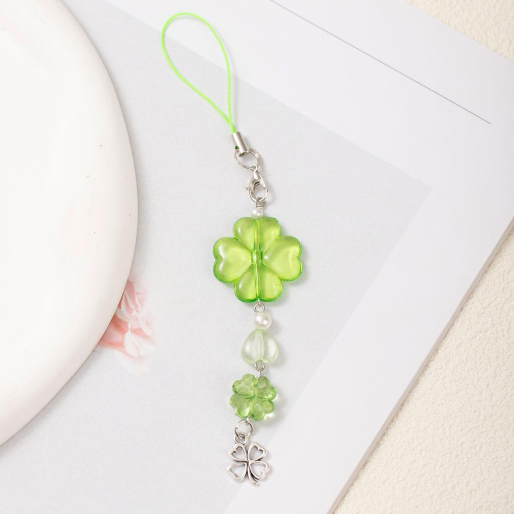 Lucky Grass Mobile Phone Chain Lanyard Beaded Pendant Ccd Camera Pendant Four-leaf Clover Versatile Bag Pendant Small Gift