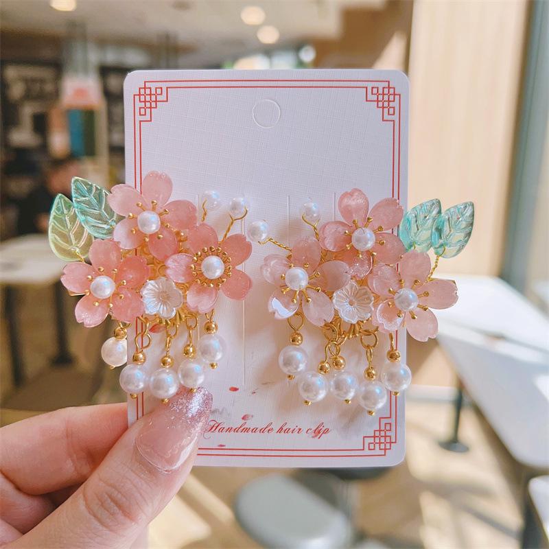 Chinese Style Hanfu Hairpin Set for Girls - Includes Hair Clips, Swaying Tassels, and Butterfly Accessories