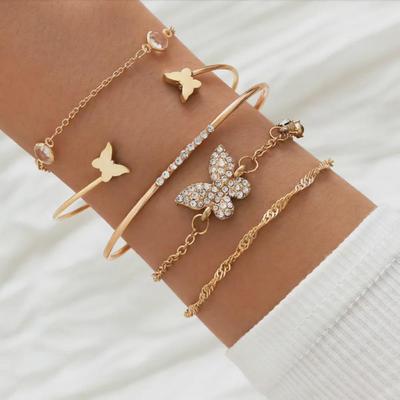 Bracciali Bohemien di Cristallo a Farfalla: Set da 5 pezzi per donna
