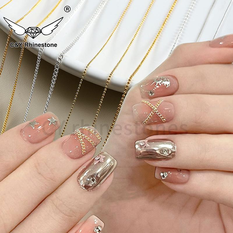 CY French Metal Chains Nail Charm DIY Nail Art Decorations Manicure Tools for Nail Design